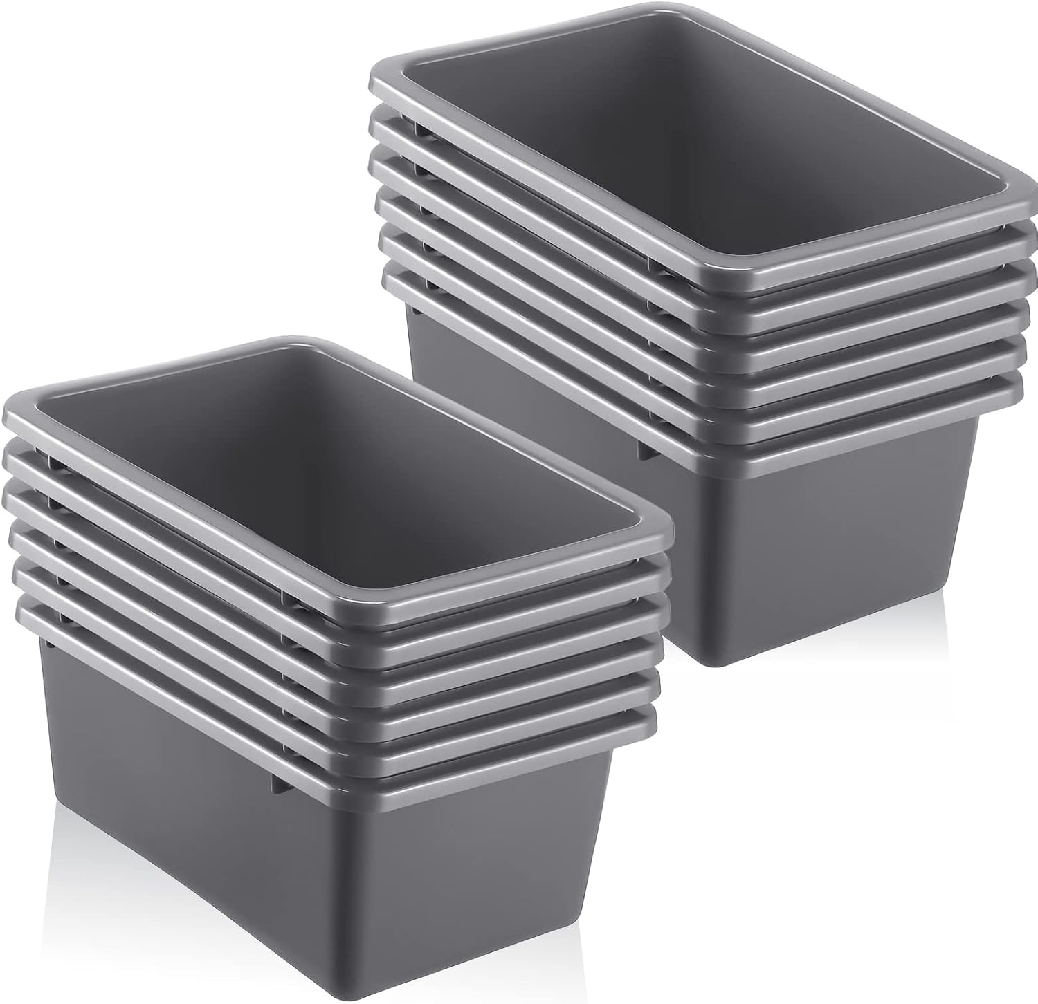 Tuanse 12 Pack Small Cubby Bins Plastic Storage Container for Toy,Gray