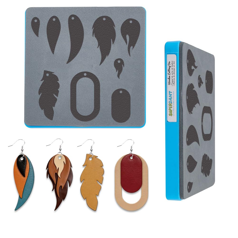 Matrices de découpe en bois pour créer des boucles d'oreilles en cuir