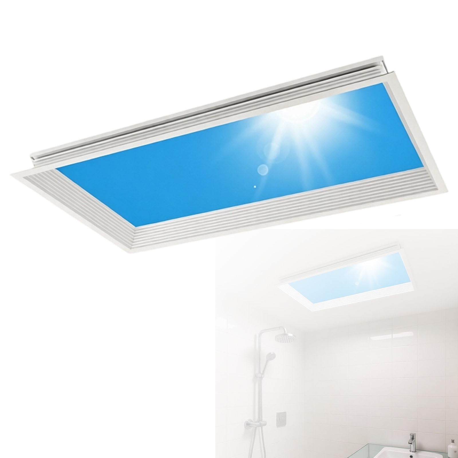 Fausse fenêtre lumineuse LED pour pièce sombre avec panneau ciel bleu intelligent à intensité variable