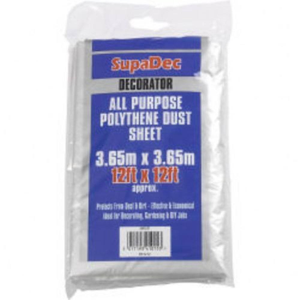 SupaBrands Decorators All Purpose polythene dust Sheet. 12' x 12'