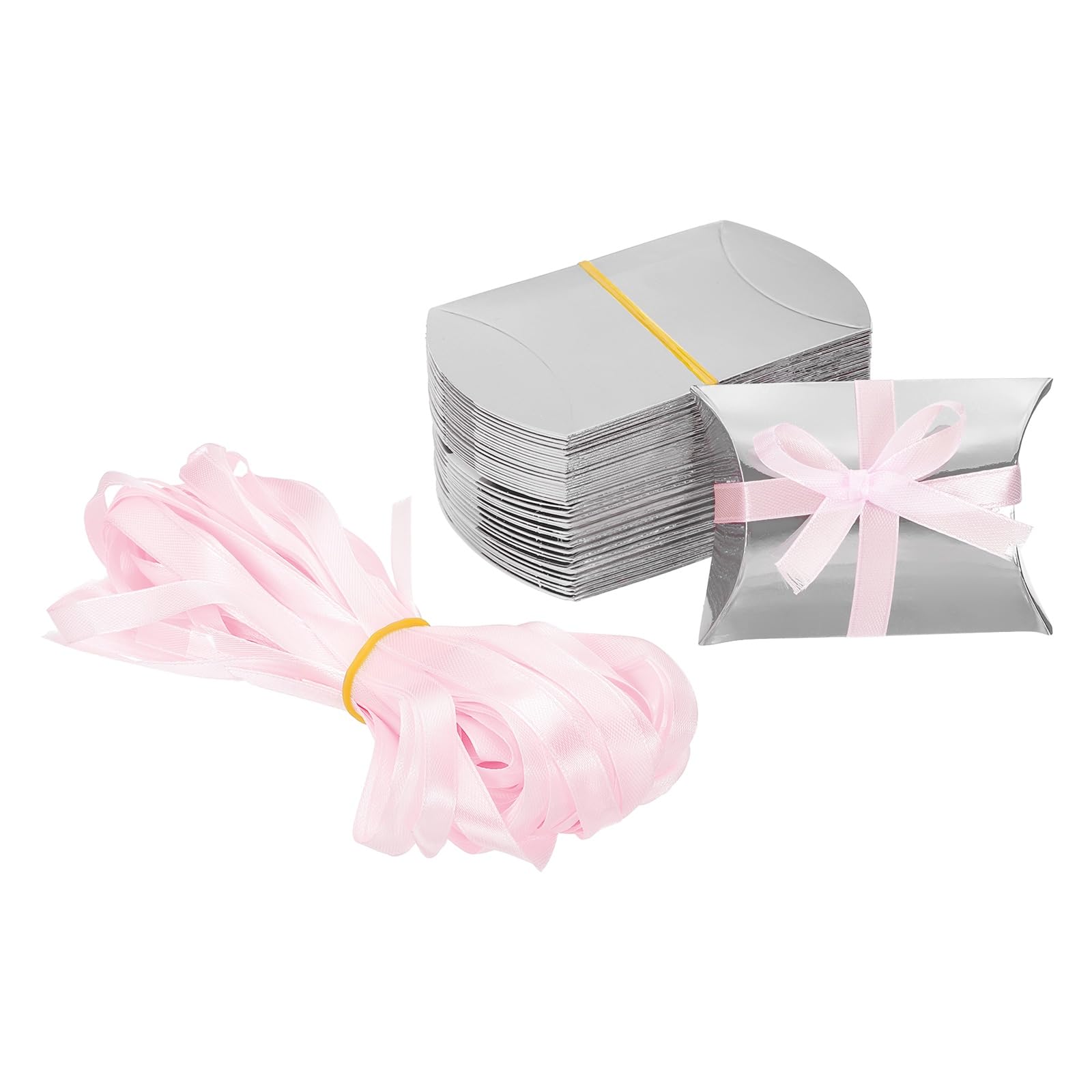 PATIKIL Pillow Boxes, (3.5 x 2.3 Inch, Silver) (150 Pcs), Cardboard Pillow Candy Box Thank You Treat, Suit For- Wedding/Party/Favor/Birthday/Anniversary/Gift/Jewelry
