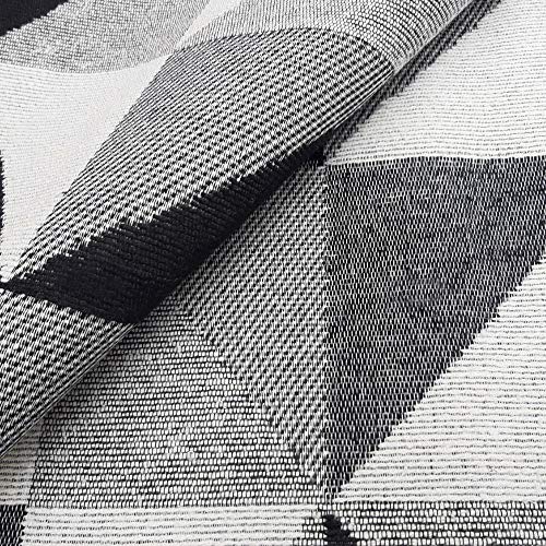 Tapete Sala Antiderrapante Jacquard Moderno 132x250cm Preto Casa Dona