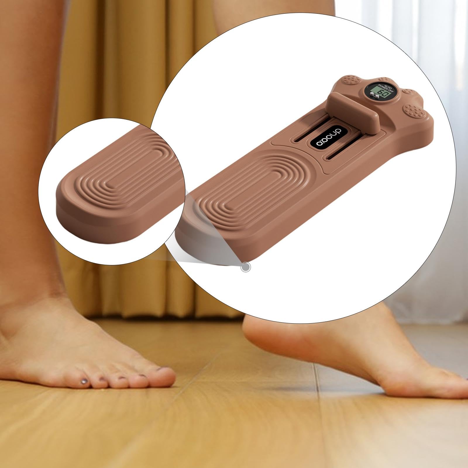 Appareil de correction de la voûte plantaire avec base antidérapante et étirement électrique des pieds.