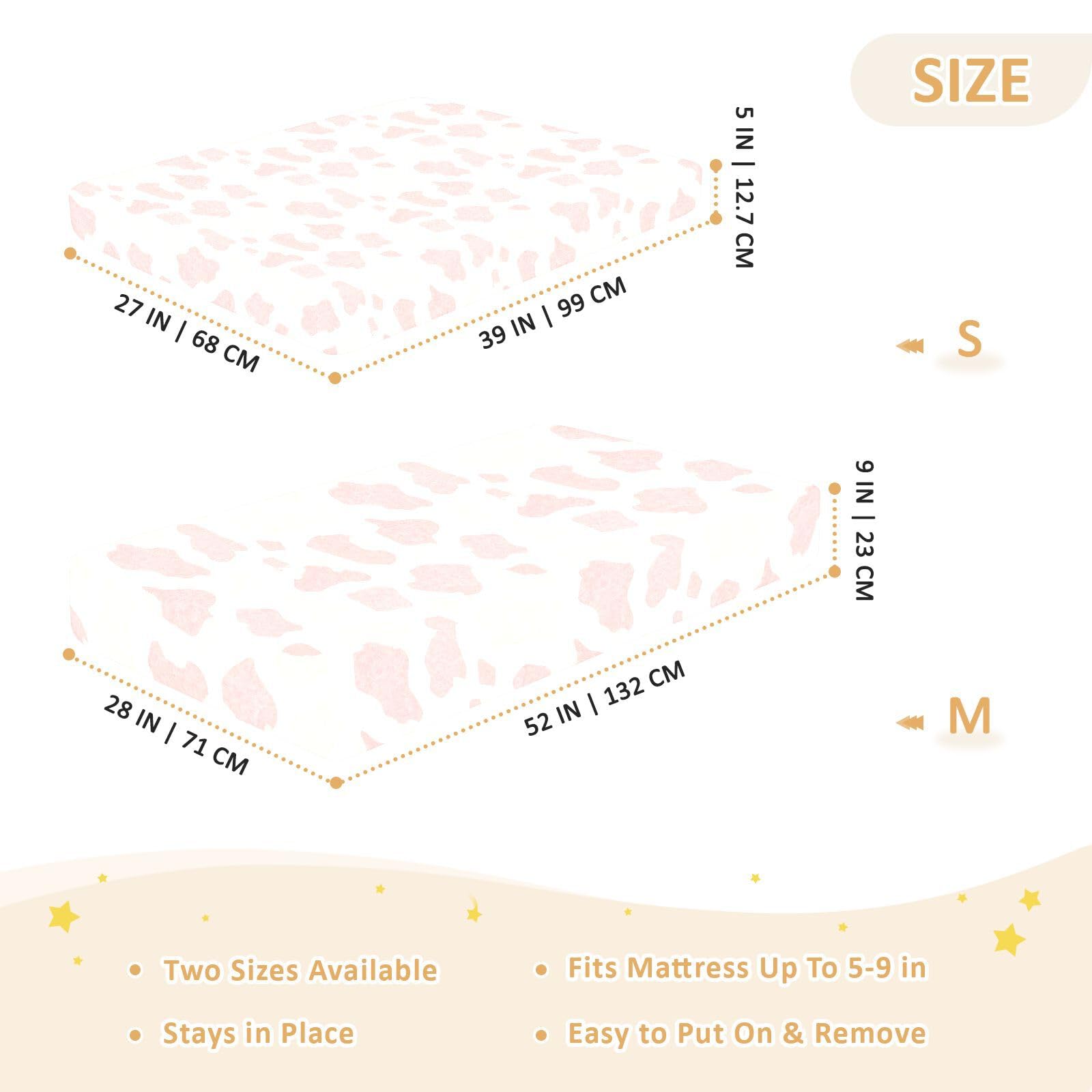 Sábanas abstractas de algodón para cuna con estampado de piel de vaca, color rosa bebé, para bebés, niños y niñas, sábana de colchón de cuna ultrasuave para decoración de guardería, 1 paquete de juego