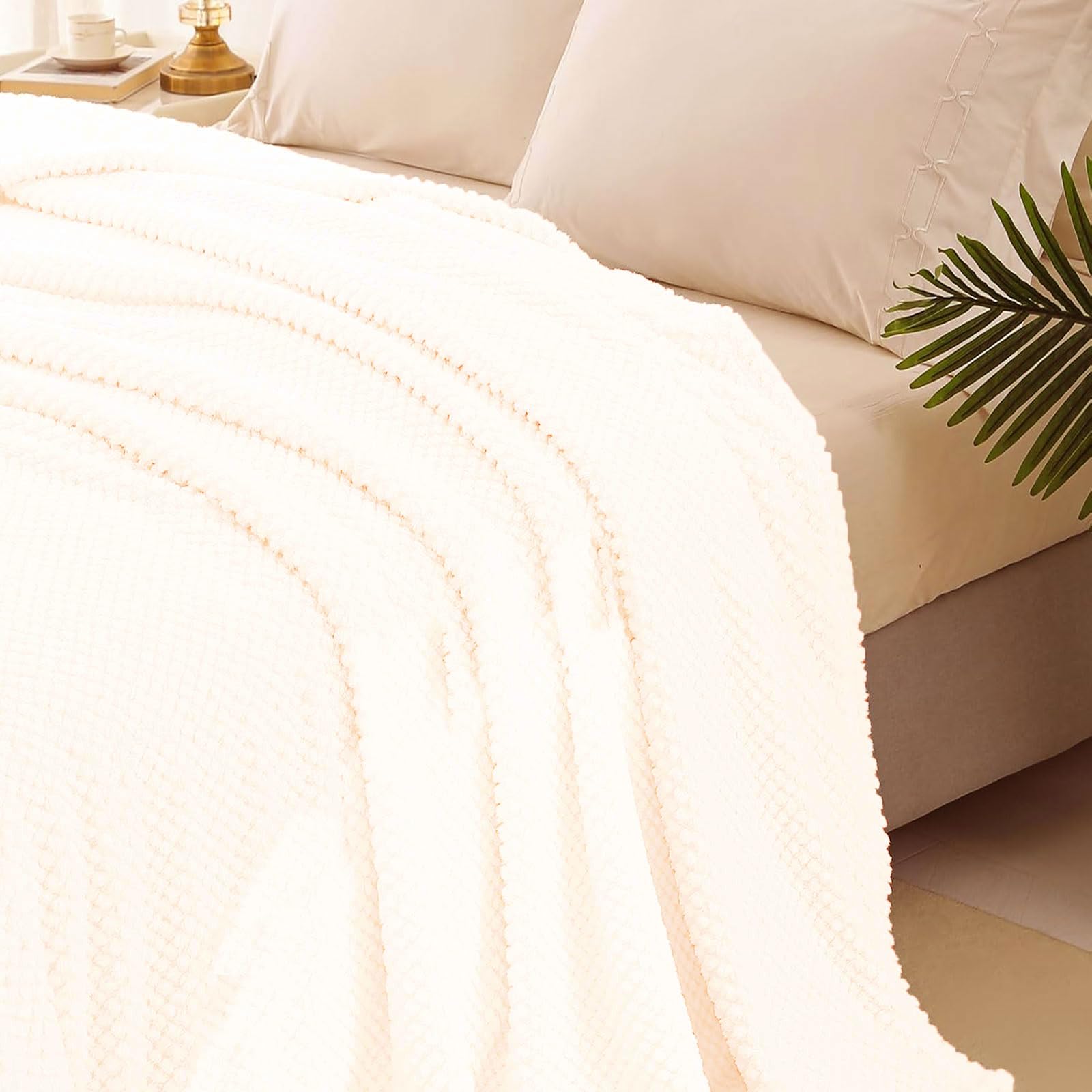 Decke Kuscheldecke Flauschig 200 x 290 cm für 4 Jahreszeiten, Weich Warm Leicht Kuscheldecke - Flauschig Decke für Sofa, Couch Und Bett, Weiß