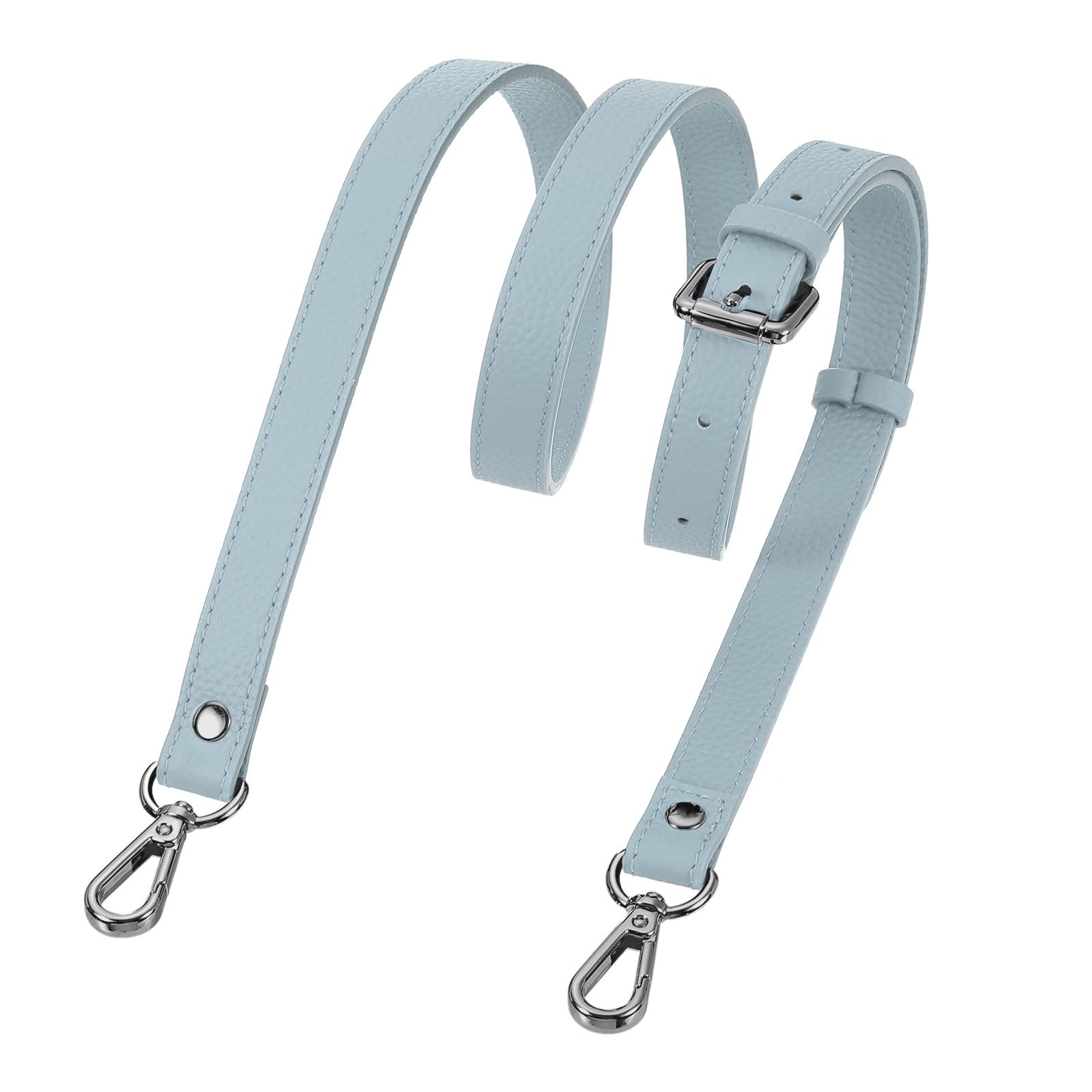 sourcing map Genuine Leather Purse Strap Sky Blue Black Buckle