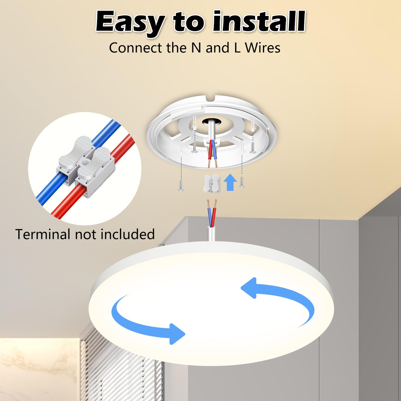 Plafoniera LED Soffitto 36W Lampada da Soffitto 4000K Plafoniera Bagno IP44 Impermeabile Ø37CM Rotonda Lampadario LED Moderna Luce Soffitto per Cameretta, Soggiorno, Cucina, Balcone, Corridoio