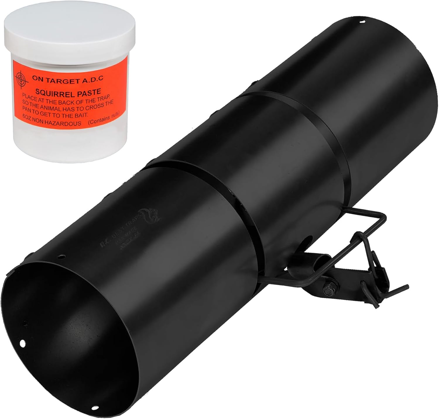 Tube Trap Squirrel Size - The Orginal Tunnel Trap - Rust Resistant Black Powder Coated or Standard Metal - Bait Included (Black Coated - Rust Resistant)