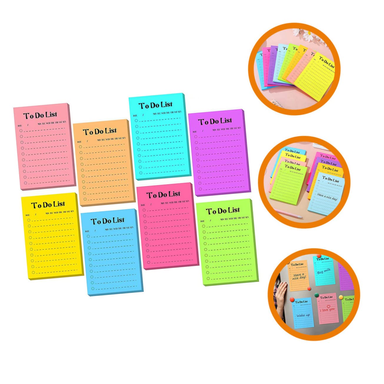 Note Sticker in Carta Fluorescente, 16 Libri, 1 Libro 50 Fogli
