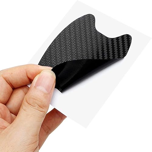 Miniatura 5 de KIMISS - 4 calcomanías antiarañazos para manija de automóvil, de fibra de carbono, universales, protectores de manijas de puerta, calcomanías de