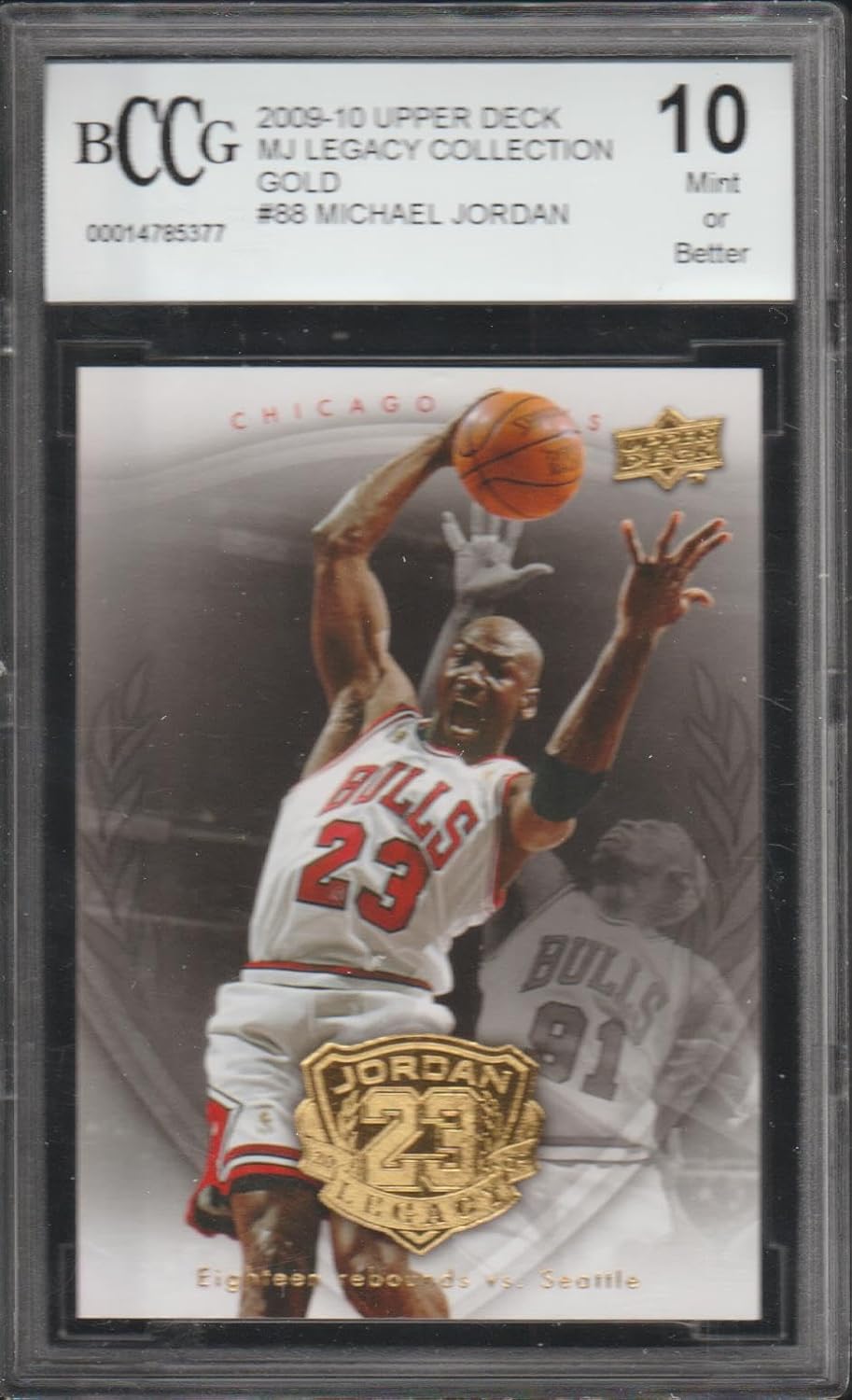2009-10 Upper Deck Michael Jordan Bulls Legacy Collection Gold Basketball Card #88 BCCG Mint 10
