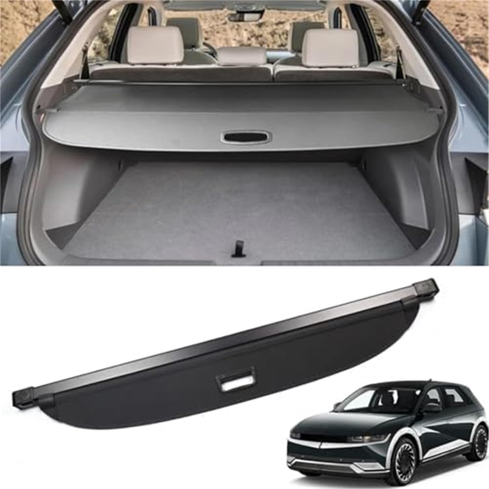 Fhjwqronte One Color Cargo Area Storage Rack Automobile Cargo Covers, For Hyundai, For Ioniq 5 2021 Waterproof Trunk Cover Security Shield Shade Rear Parcel Shelf Luggage