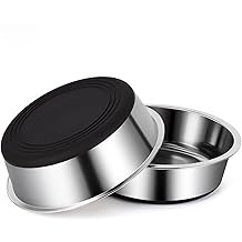 Dog Bowls Non-Slip Stainless Steel Dog Bowls with Rubber Base Durable Metal Basic Bowl for Dogs (2 Pack, 3 Cups)