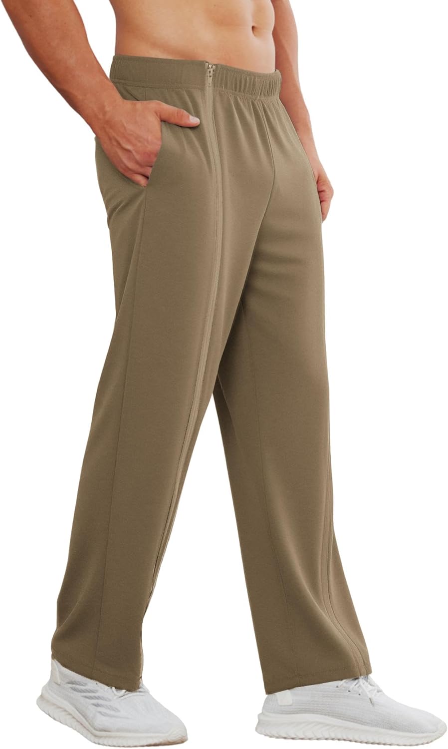 Deyeek Tear Away Pants for Men Full Zipper Legs Sweat Pants Mens Open Bottom Sweatpants Breakaway Cotton Post Surgery Pants - Image 4