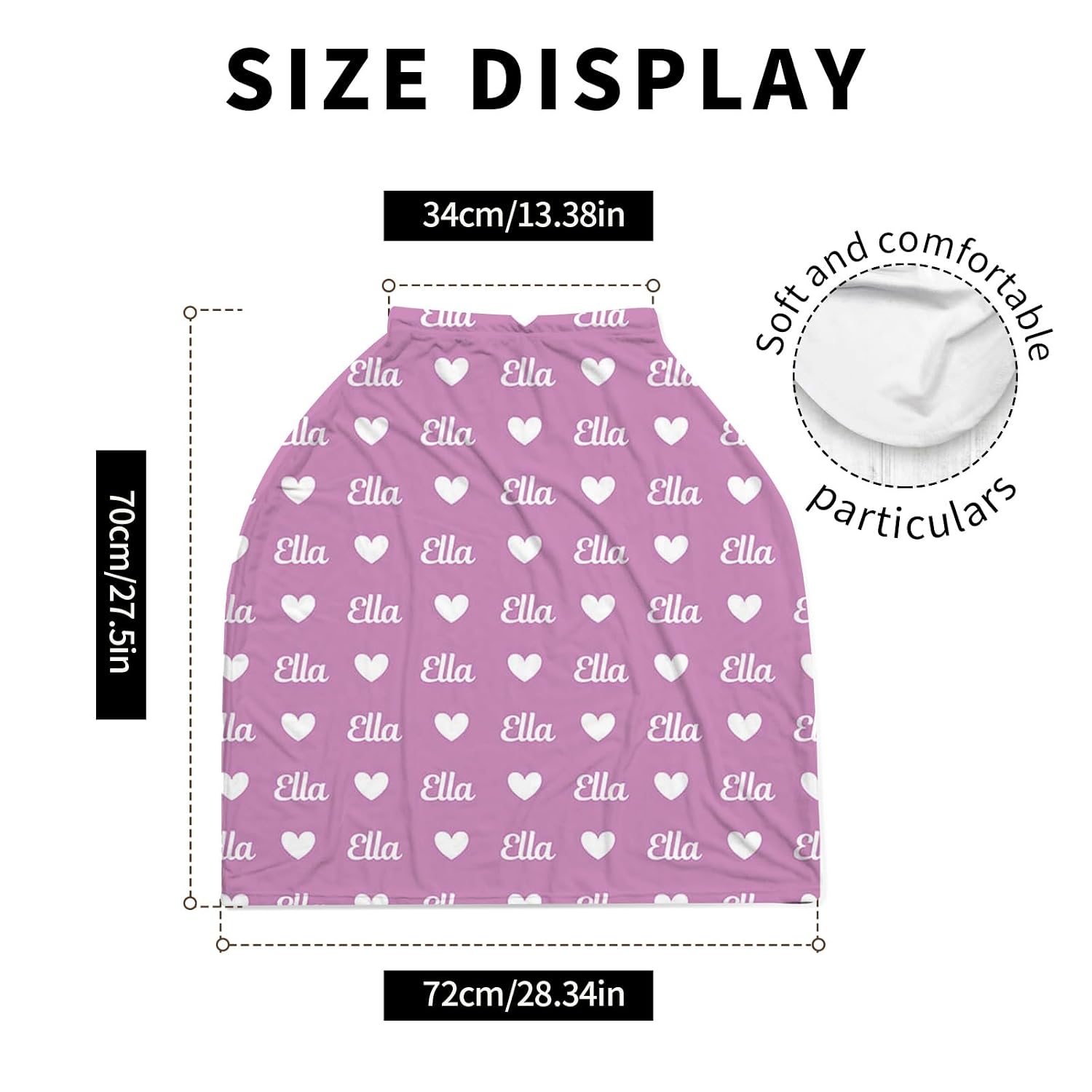 Personalized Baby Car Seat Cover Stroller Canopy: Custom Name Newborn Baby Girl Elastic Love Letters Nursing Cover for Moms First Birthday Gift Pink(one Size)