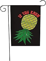Vista 9 de Banderas de piña al revés, bienvenida y abajo para travesuras, bandera de jardín, pancarta de lino de doble cara para swingers, 12.5 x 18 pulgadas