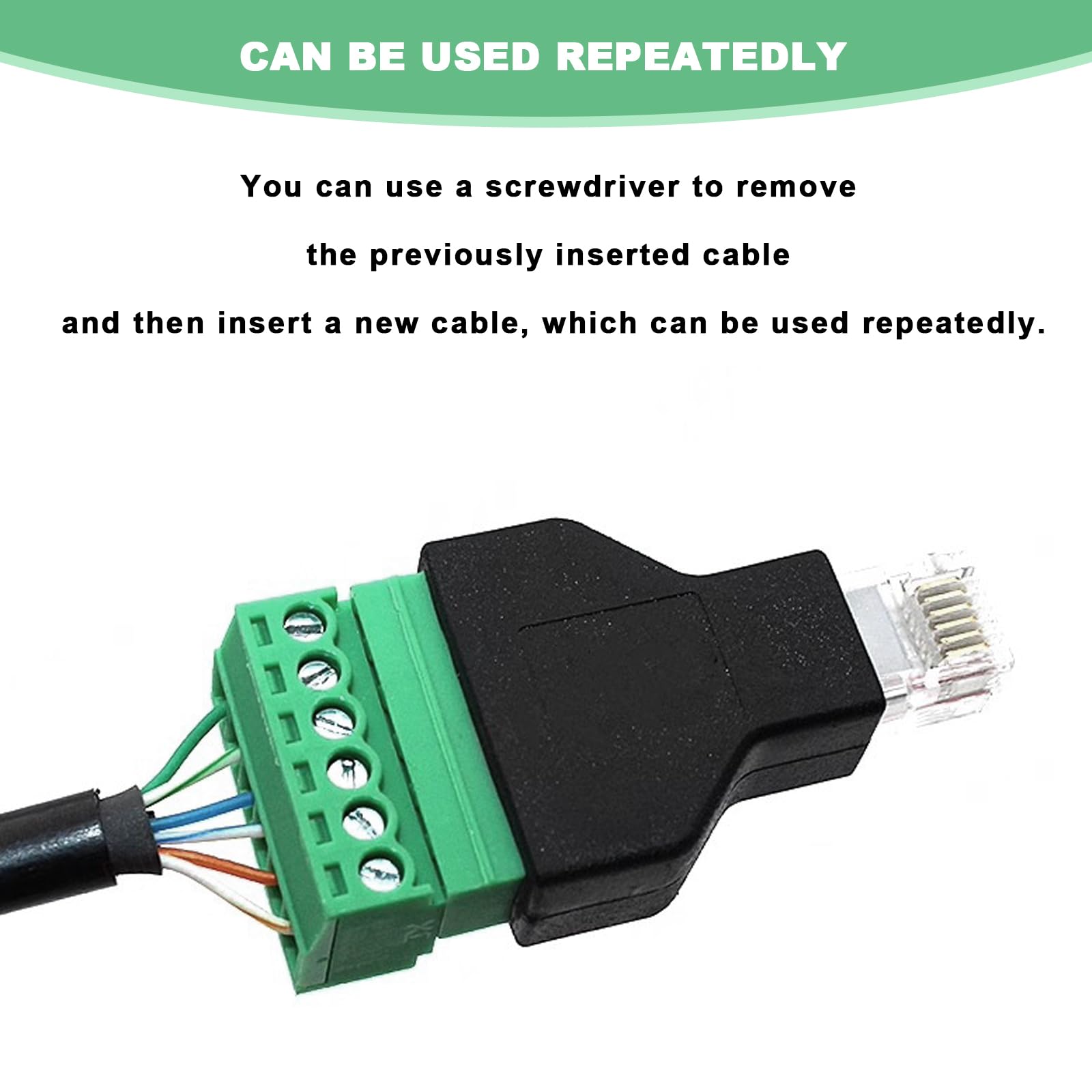 10 conectores modulares RJ12 6P6C macho a 6 pines terminales de tornillo, adaptadores, adaptadores CCTV para cable de auriculares Cat3 (10 unidades)