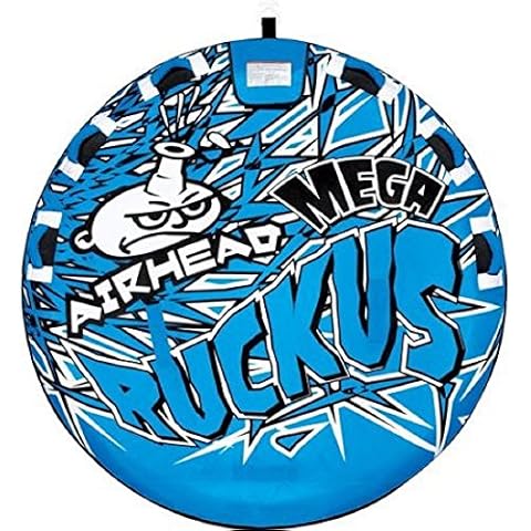 Airhead Mega Ruckus Towable 1-3 Rider Tube for Boating and Water Sports, Kwik-Connect Tow, Double-Stitched Nylon Cover & Padded Handles Cover