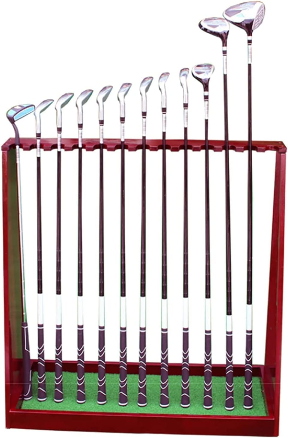 Golf Club Organizer Rack for Garage 13 Hole, Wooden Heavy Duty Retro Golf Display Cabinet Storage Holder, for Basement Putting Area