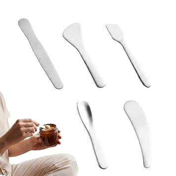 5Pcs Stainless Steel Makeup Spatulas,Mini Size Cosmetic Spatulas