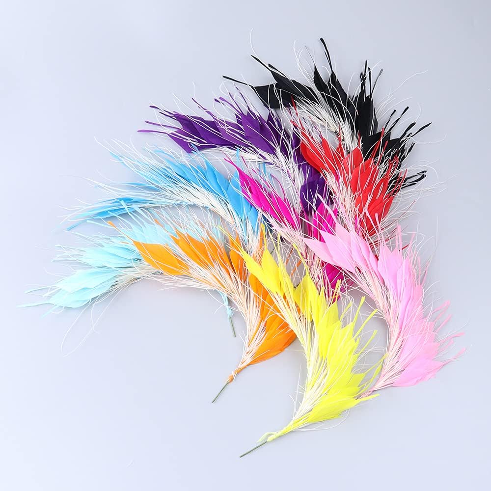 Zamihalaa - Pretty Chicken&Peacock Feathers Flower for Hat Headdress Decorations Peahen Feathers Crafts Accessories Plumes 1bunch/lot