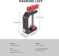 Vista 8 de Soporte para cámara de escritorio con abrazadera C, abrazadera en C de mesa de aluminio con rosca de 1/4 de pulgada 3/8 pulgadas, soporte DSLR