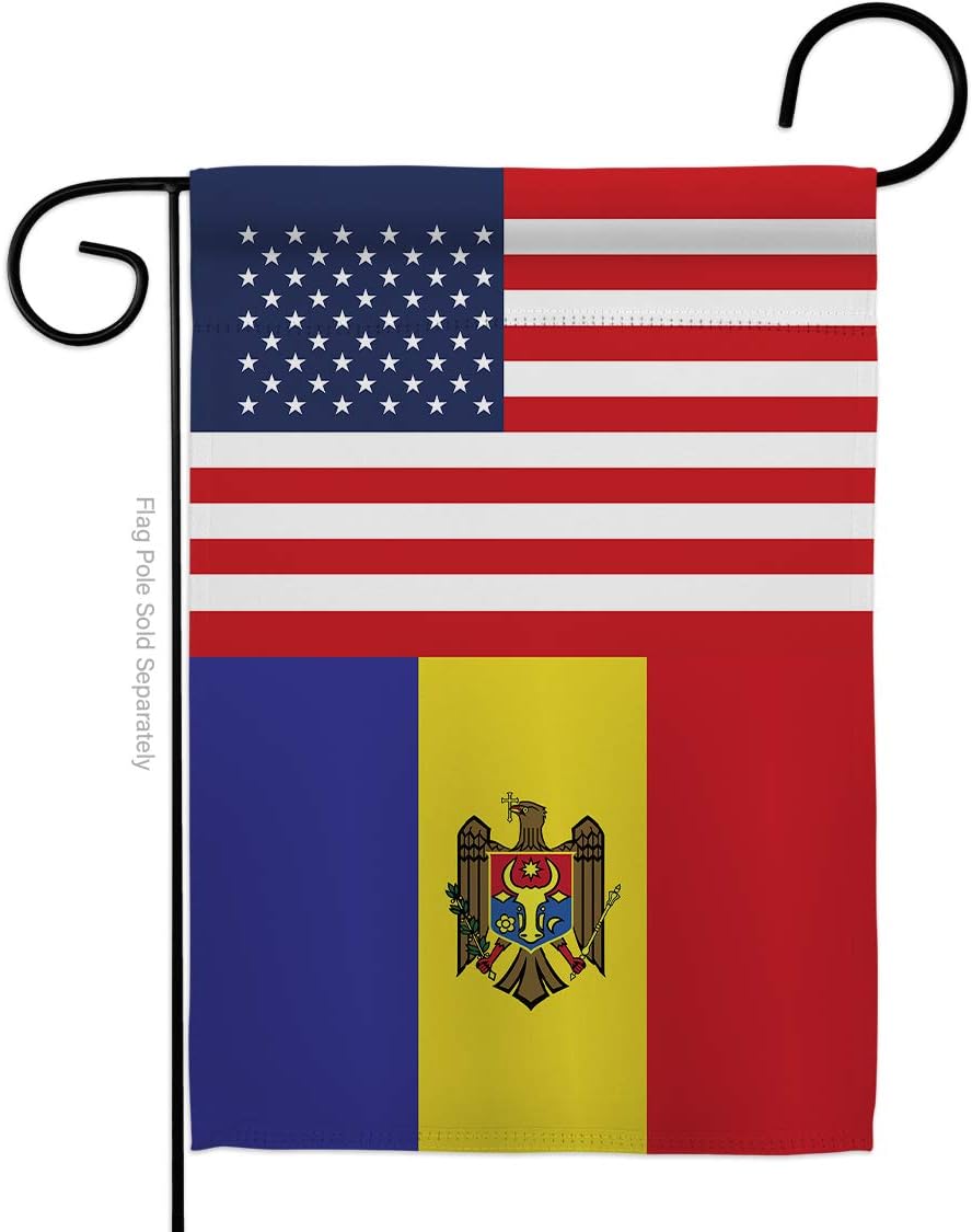 Moldova US Friendship Garden Flag Set Wall Holder Regional USA American Alliance World Country Particular Area Small Decorative Gift Yard House Banner Made In 13 X 18.5