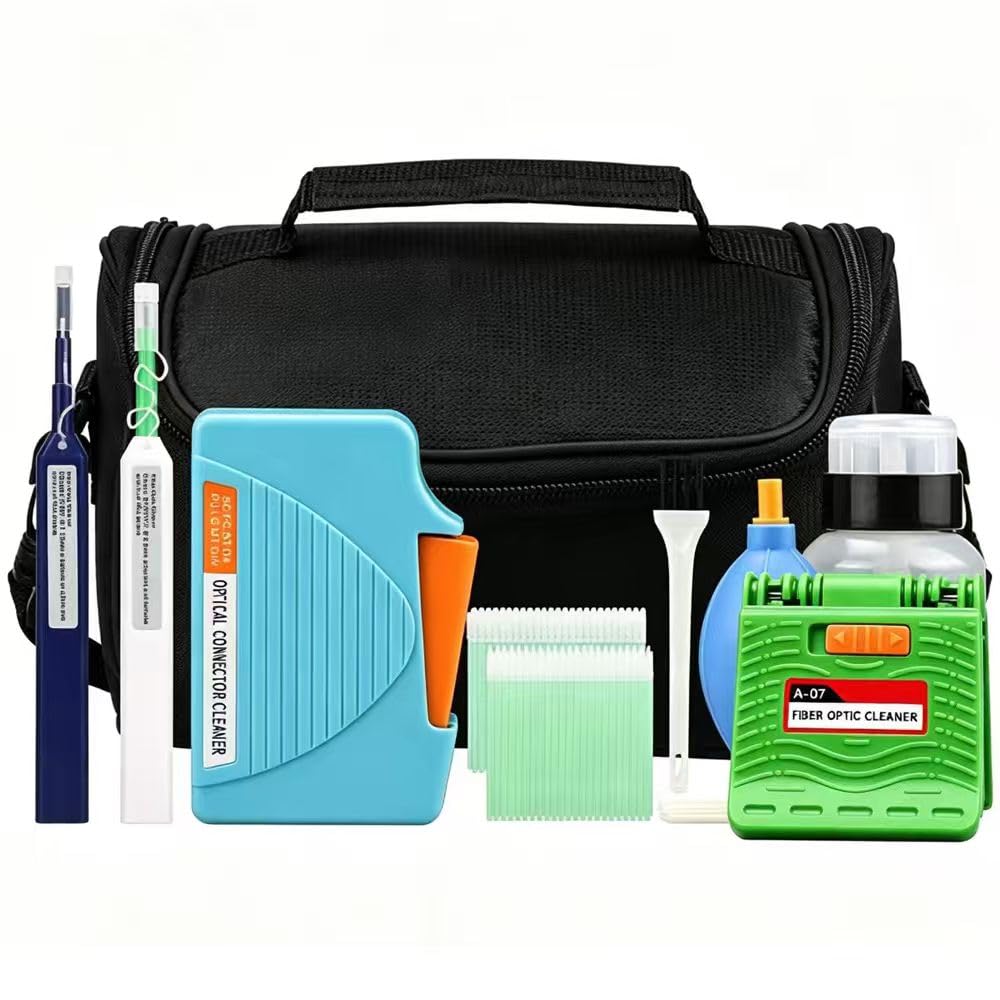 MK-200 - Kit de limpieza de fibra óptica con casete de limpieza para conectores FC SC ST LC MU, bolígrafos de limpieza de fibra de 1,25 mm/2,5 mm, toallitas de limpieza