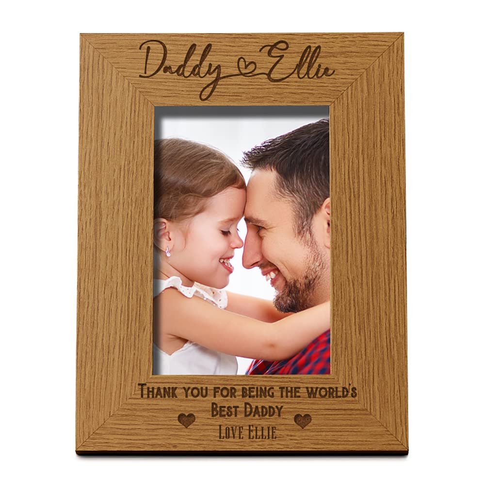 Ukgiftstoreonline Brown Personalised Best Daddy With Name Portrait Photo Frame Gift (4 X 6 Inch)