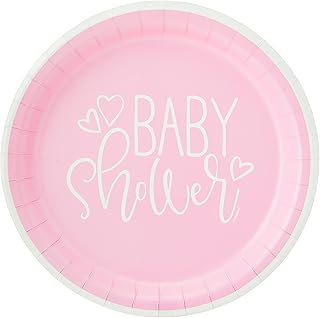Hearts Baby Shower Round Dinner Paper Plates - 9
