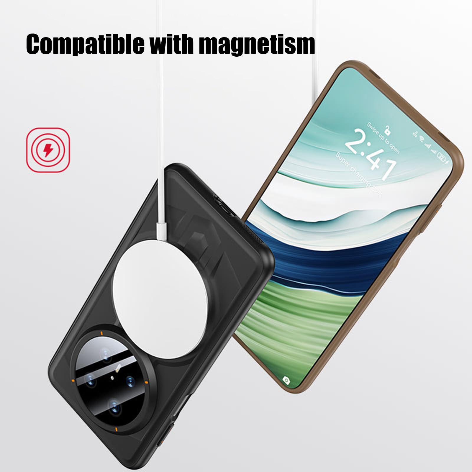 Magnetyczne etui do Huawei Mate 70 Pro +/70 Pro/70, obrotowy uchwyt pierścieniowy, podpórka, etui na telefon, bezprzewodowe ładowanie, wąska, odporna na wstrząsy obudowa, szare, 70