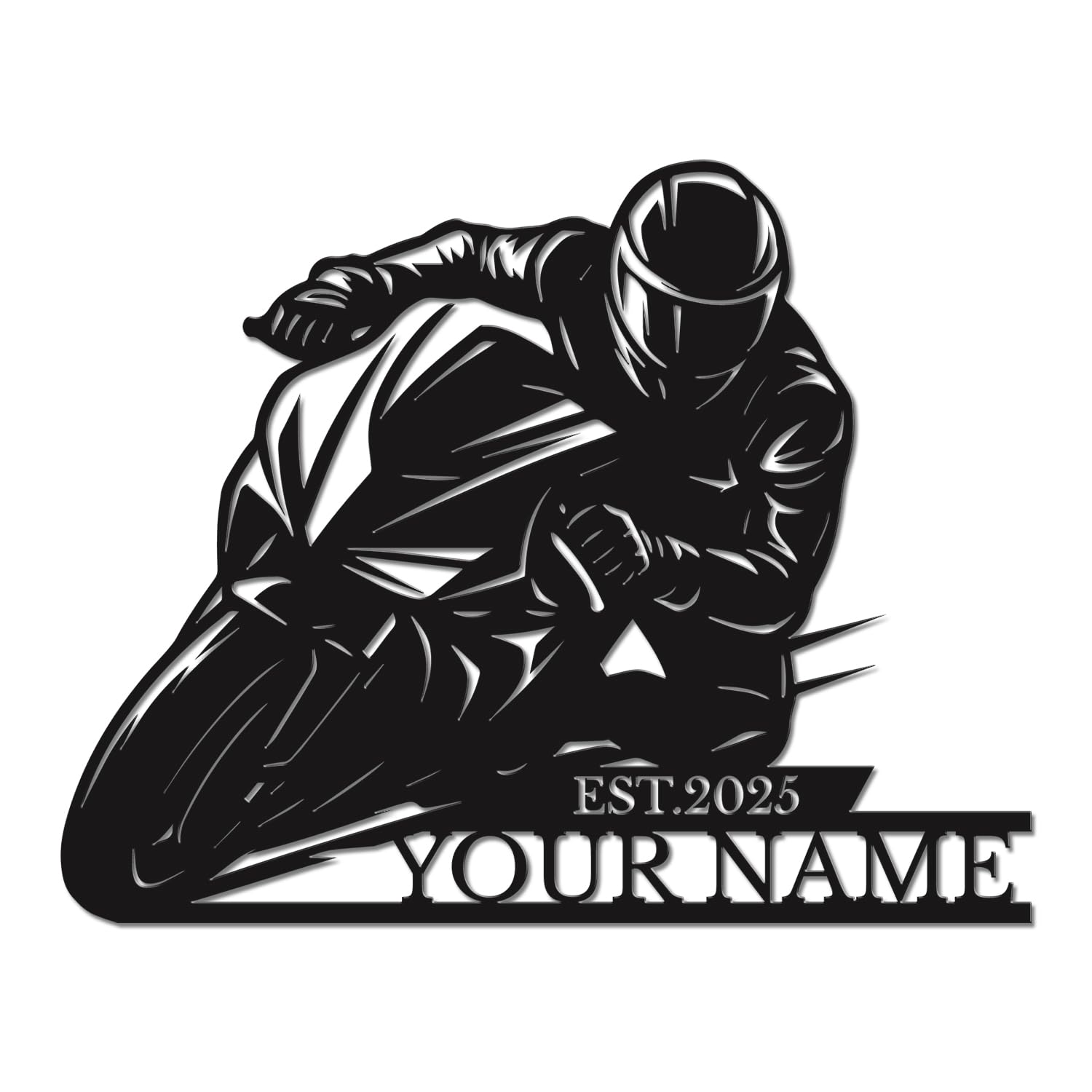 Herbraa Style-2 Custom Motorcycle Metal Wall Art, Personalized Biker Name Sign, Motorbike Wall Decor For Garage, Housewarming, Christmas, And Anniversary Celebrations (Style-2)