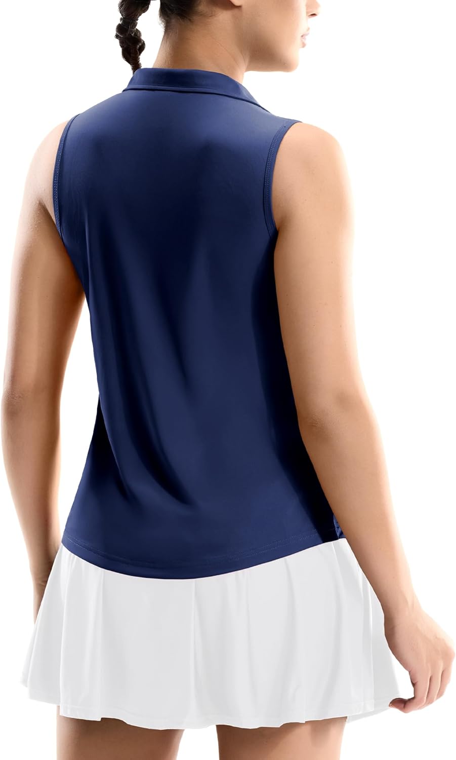 MIER Women's Sleeveless Golf Polo Shirts, Dry Fit V Neck Collared Tank Tops, Tennis Athletic UPF 50+ Shirt for Workout Casual - Image 2