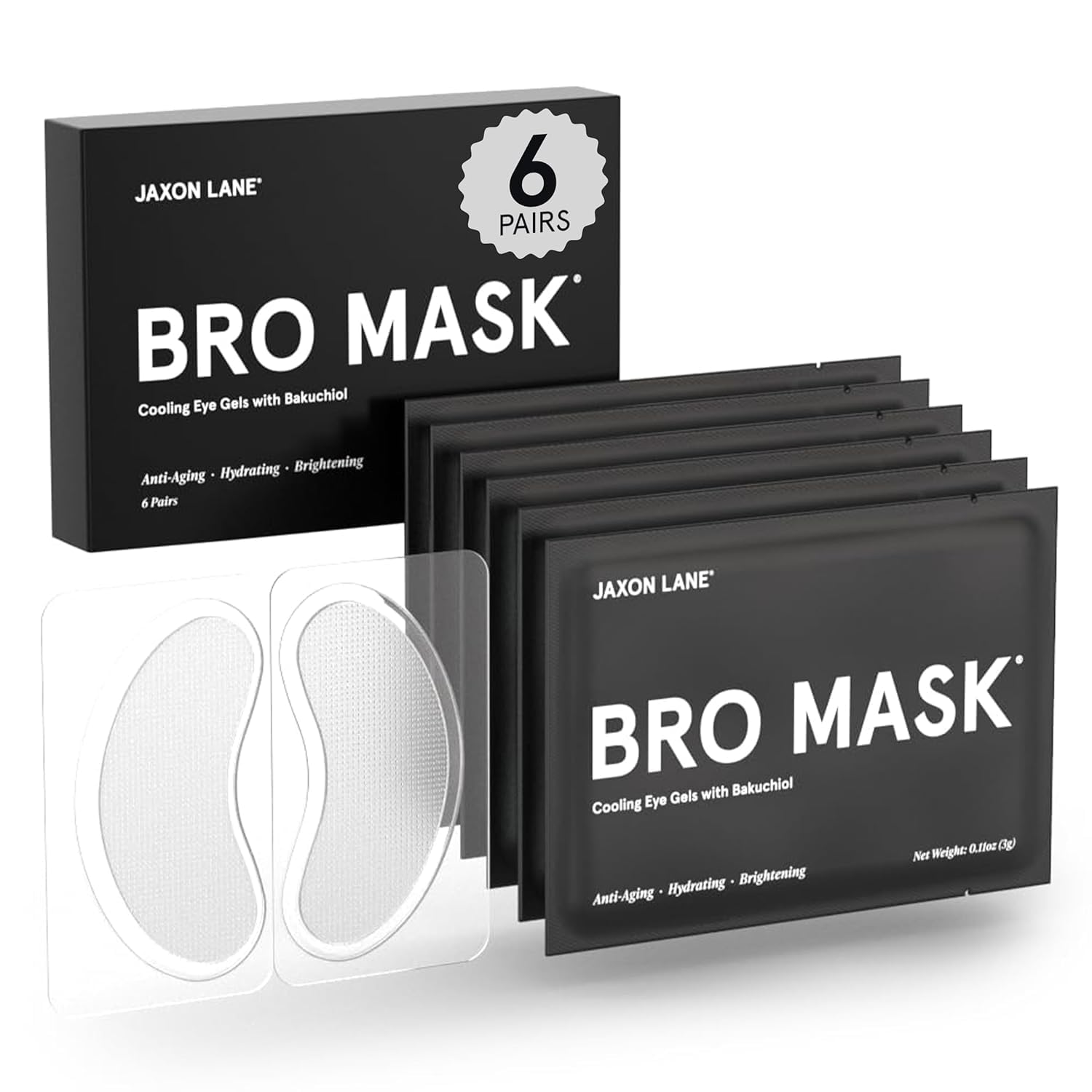 - JAXON LANE BRO MASK Under Eye Patches for Men with Hydrogel (6 x 1 pack) - Anti-Aging Korean Eye Masks for Dark Circles and Puffiness- Puffy Under Eye Treatment - Perfect Skin Care for Men