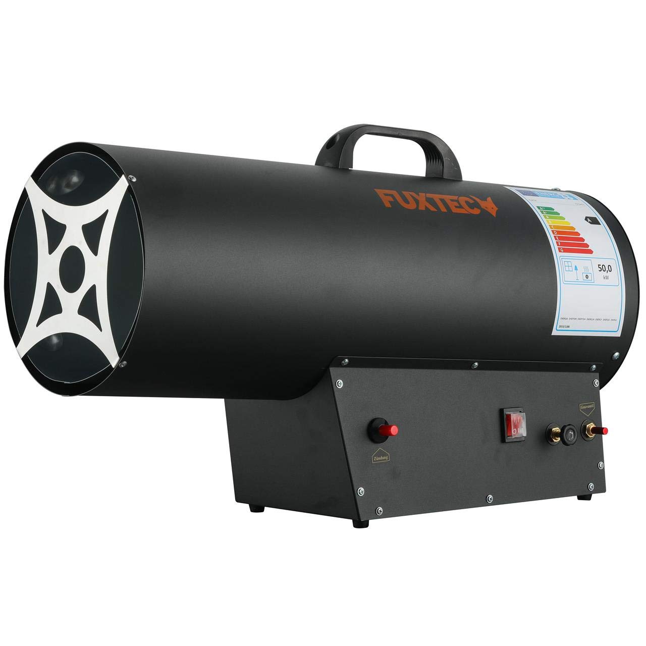 Canon à air chaud GPL FX-GH51 FUXTEC allumage piézo tuyau raccordement et réducteur de pression puissance chauffage jusqu'à 50 kW, débit d'air 650 m³/h, protection surchauffe (IMPORT ALLEMAGNE)