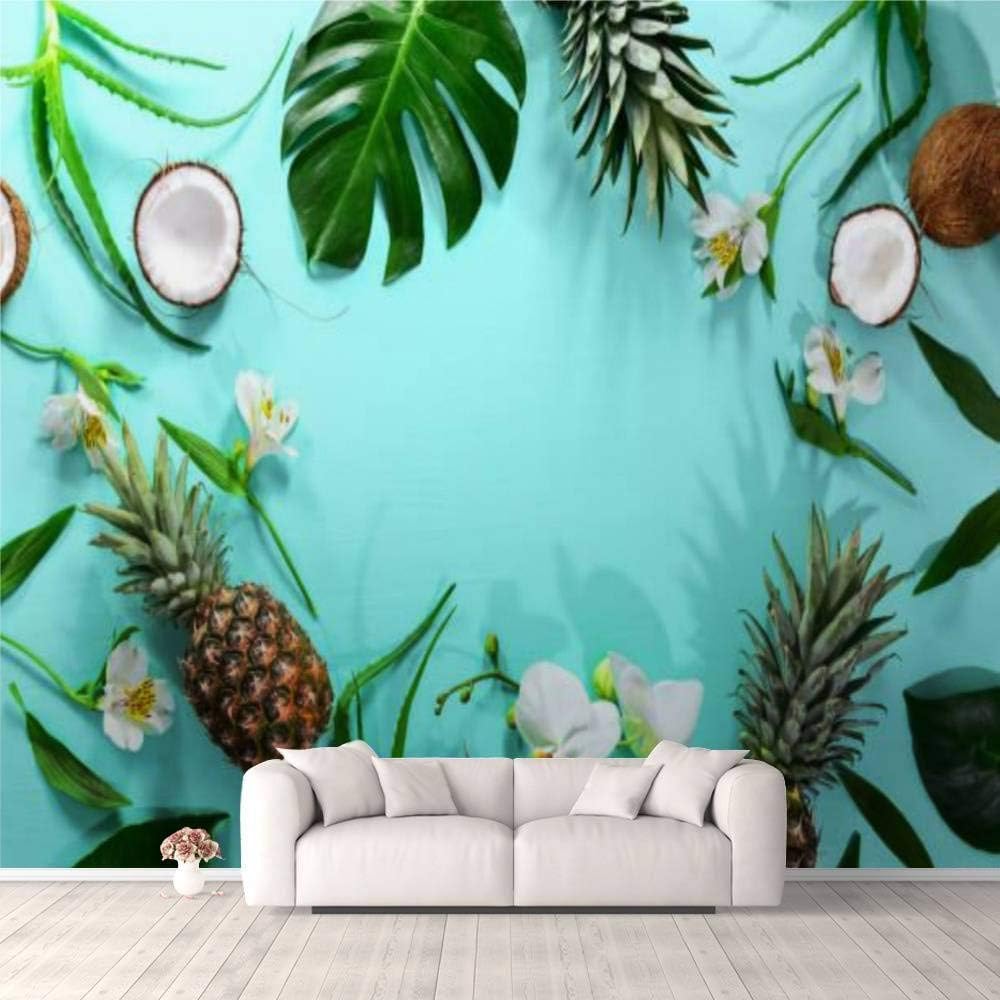 Papier Peint Mural 3D Salon et Chambre Amovible à Coller au Mur Motif Feuillage