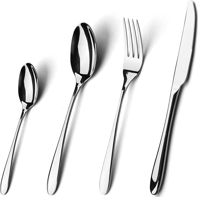 Exquisite Cutlery Set 24 Piece,COPOTI Stainless Steel Knife Fork Spoon Silverware Set,Elegant Life Dinner for 6 People.