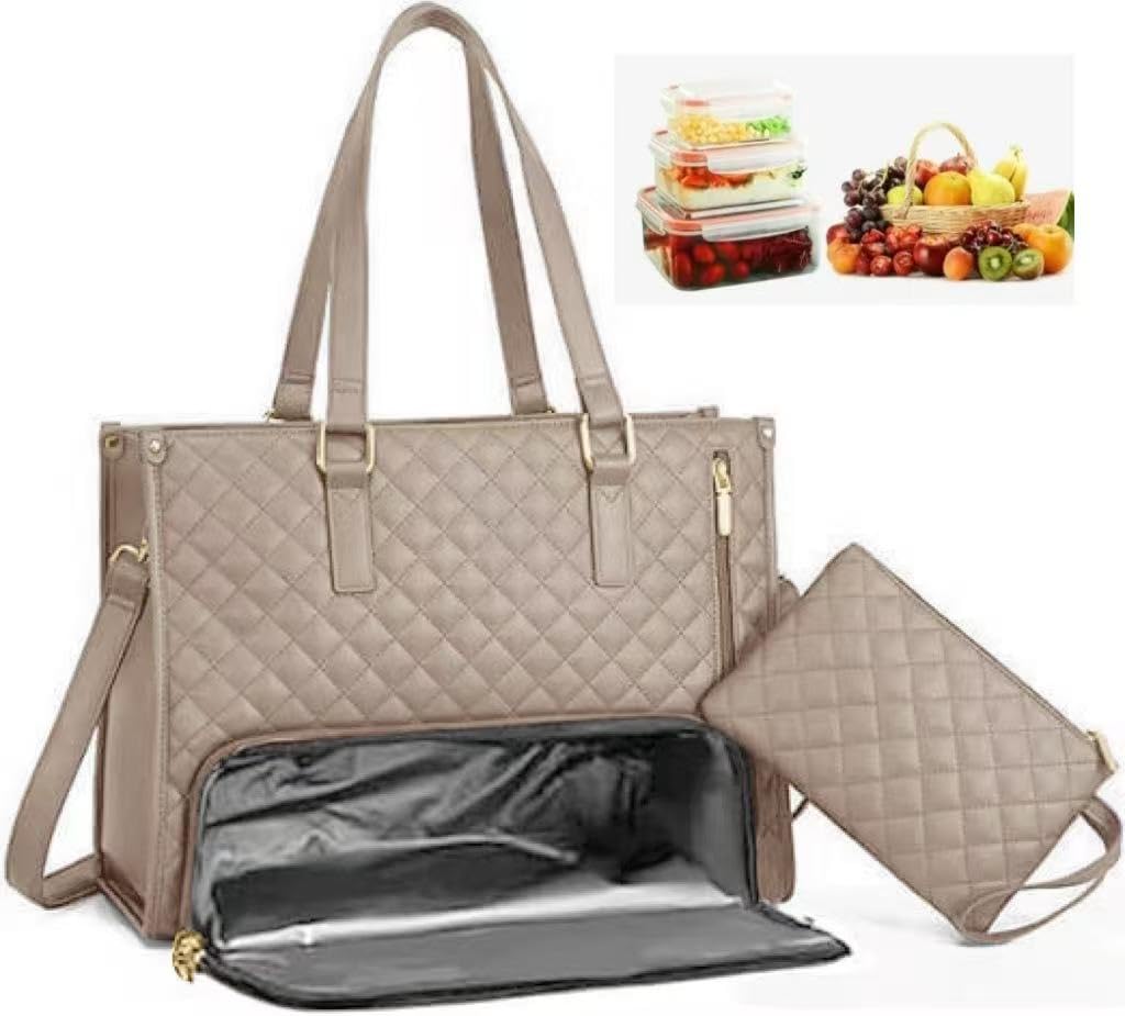Lemeiwoo Women'S Lunch Tote Bag, Work Bag With Lunch Compartment, Large Capacity Computer Tote, Work Lunch Bag With Purse
