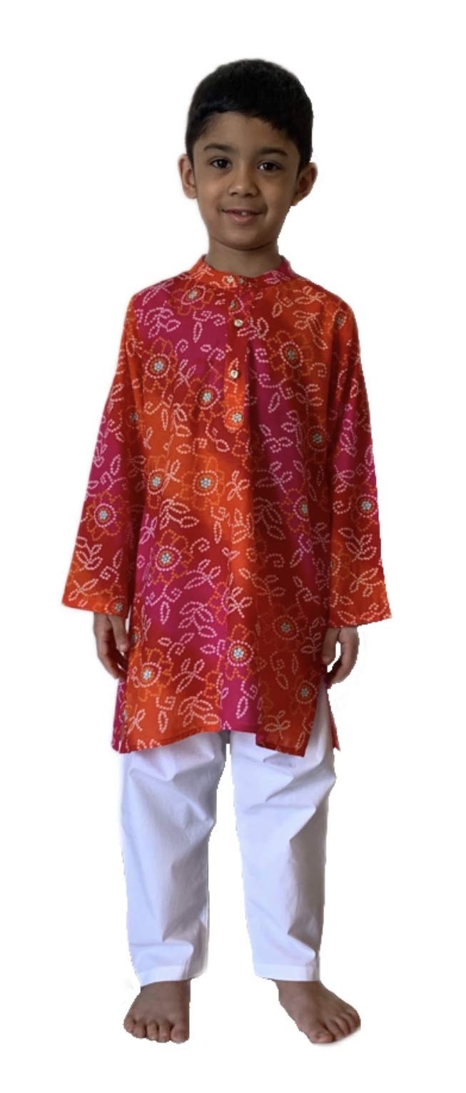 Flawnt Bandhej Colorful Cotton Kurta Set for Toddler Boys