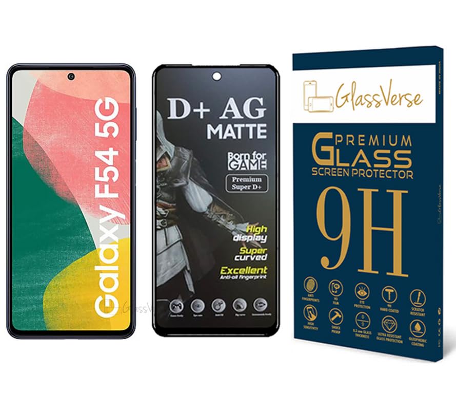 GlassVerse D+ Matte Tempered Glass With 18H Hardness For Samsung Galaxy F54 5G Smartphone(Pack Of 1)With Free Installation Kit. Full Screen Coverage-6.7 Inch