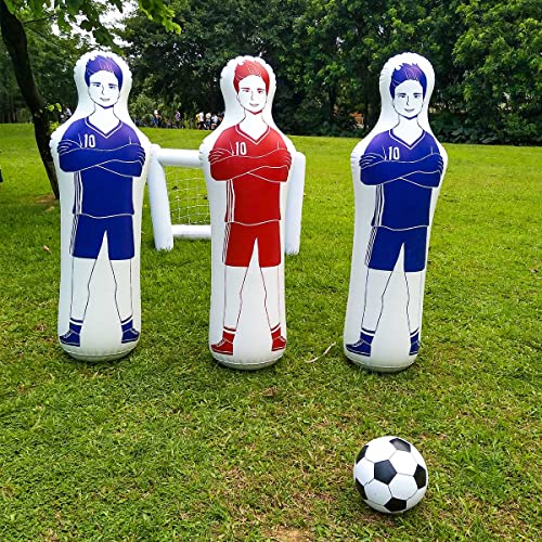 SUNSHINEMALL Aufblasbare Fußball Dummy Torwart Luft Mannequin Freistoß Verteidiger Wand Fußball Praxis Tumbler für Dribbling Wand Passing Drills (Blau)