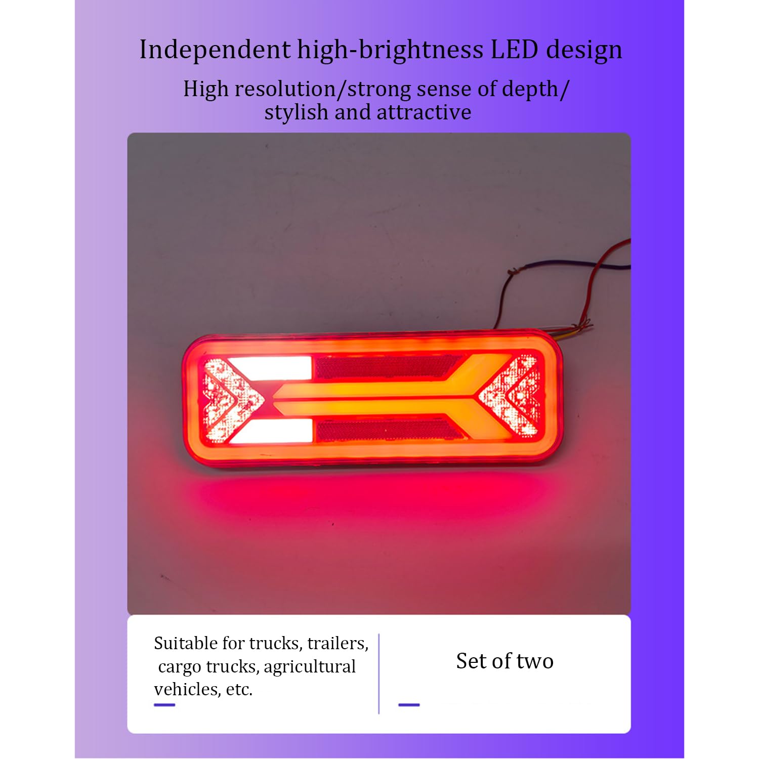 1 ciondolo per fanali posteriori a LED, 12/24 V, luci posteriori DC, cinque funzioni, impermeabile, adatto per furgoni, camion, auto, camper, ecc. (46 x 13 cm)