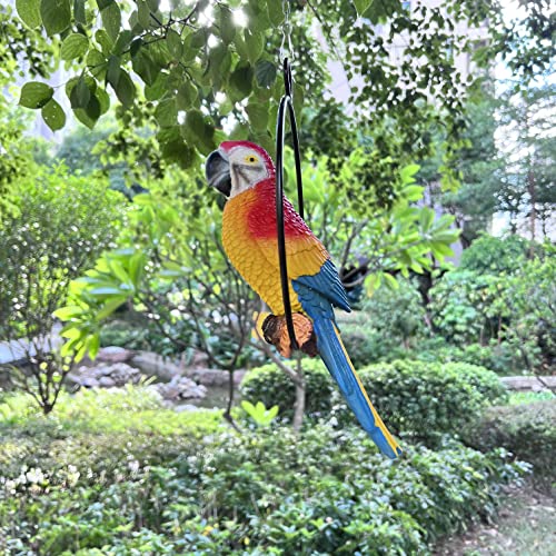 Bsirzam PARROT-RED-BLUE Lifelike Parrot Garden Statues Hanging Decor Ornaments Figurines Sculpture thumb #8