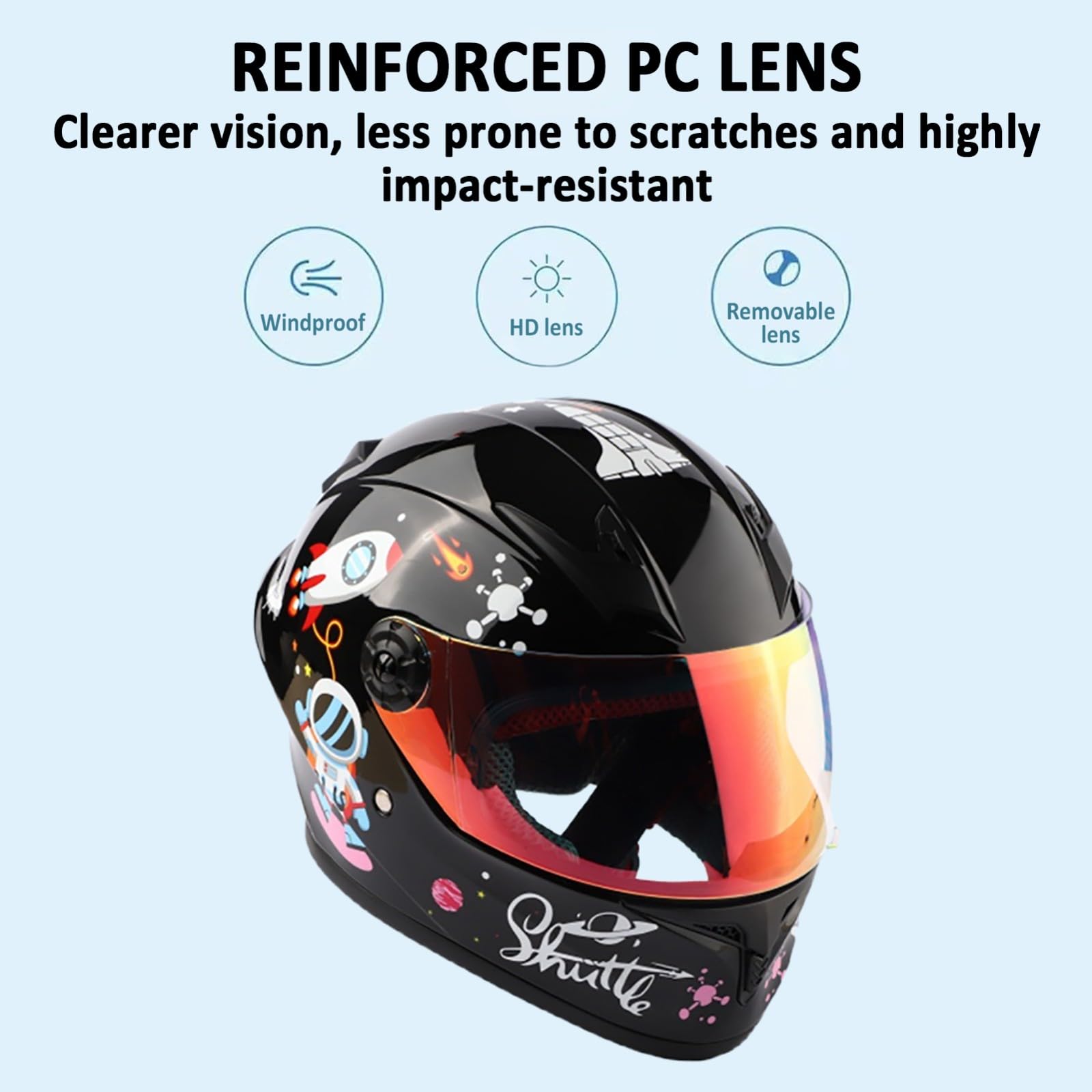 Casco Integral De Moto para Niños Y Niñas De 3 A 12 Años, Homologado Según La Norma ECE 22.06, Casco De Motocross para Niños con Visera Solar