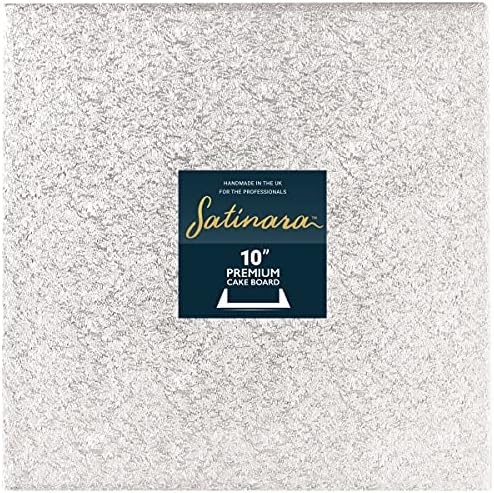 Satinara,88405 Cake Board, Cake Drum, Individually Wrapped, Silver Foil Covered, 12mm thick - 12 Inch Square, Single