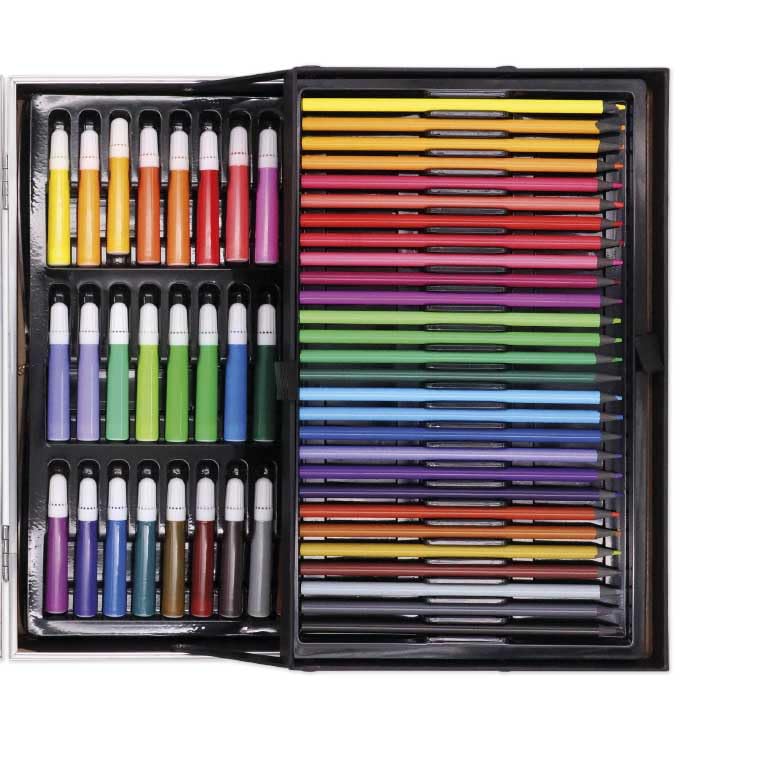 TACHAN CPA Toy Group 703T01071 Coffret artistique 145 pièces pour enfants Set créatif avec marqueurs, crayons, aquarelles et accessoires Étui métallique 34,5 x 24,3 x 8,7 cm