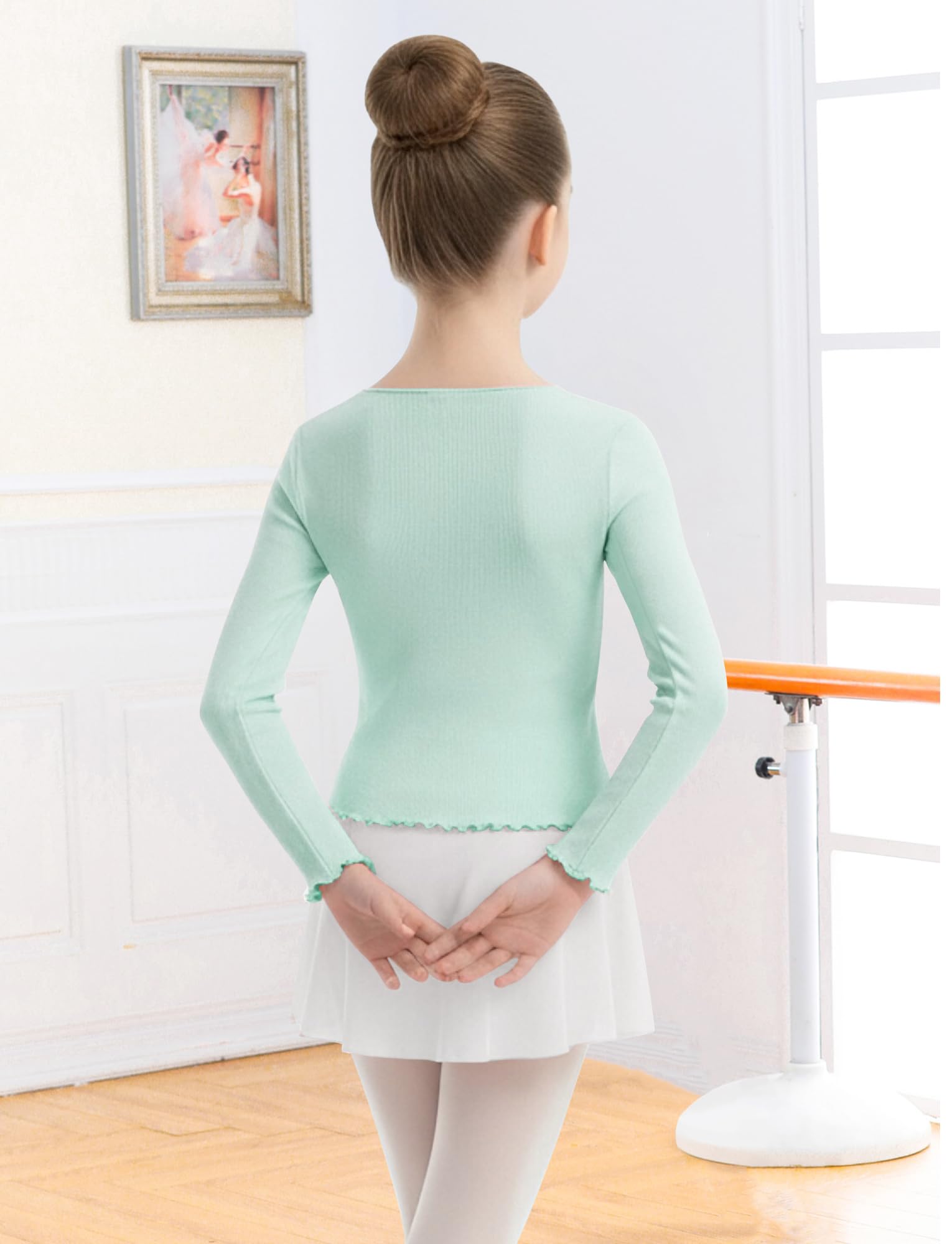 SEAUR Mädchen Ballett Tanz Tops Langarm Strickwaren Bolero Cardigan Shrug Mädchen Button Down Pullover Leicht 4-14 Jahre