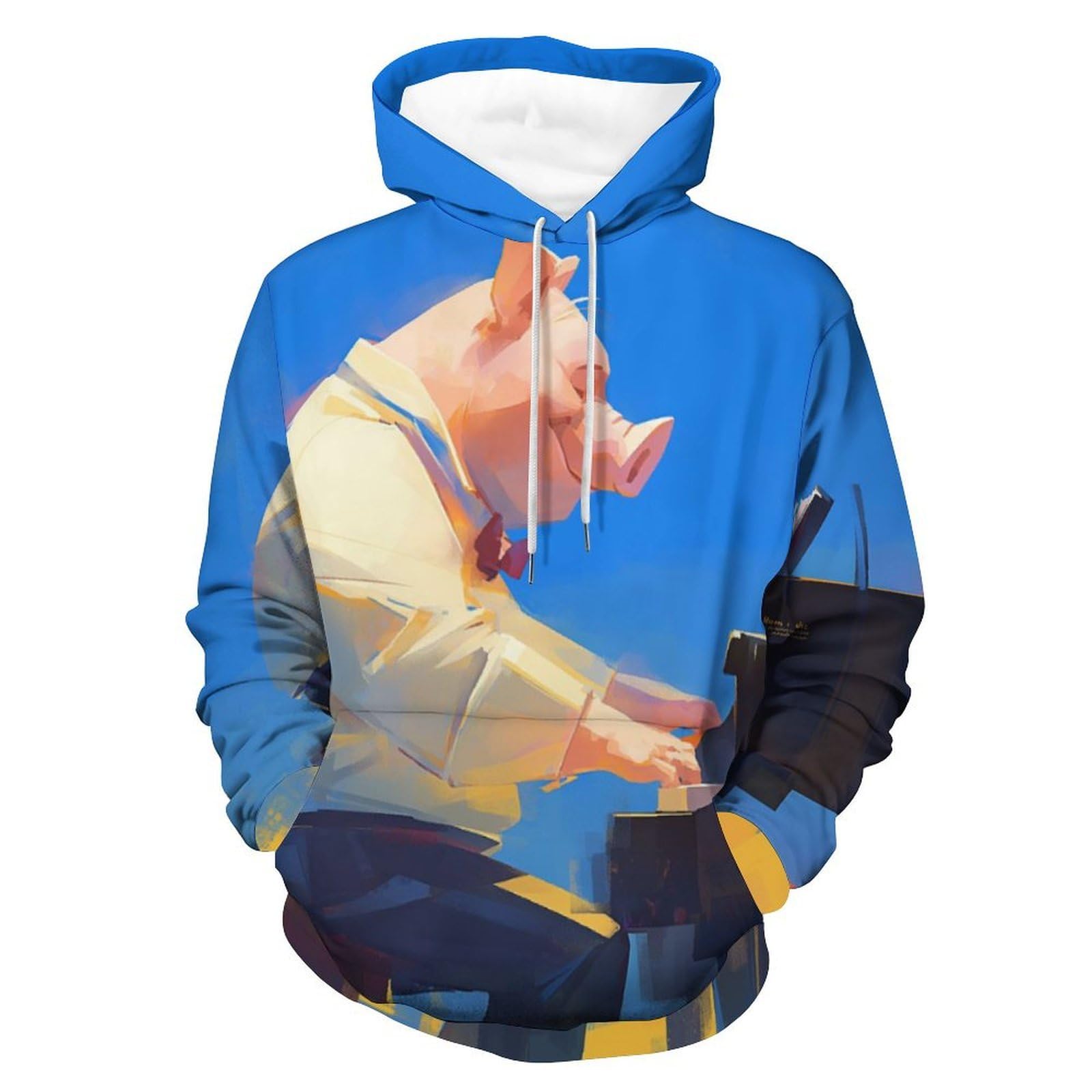 Hoodie Piano Cochon Sweat Original Coupe Confortable Pullover Taille S - 8