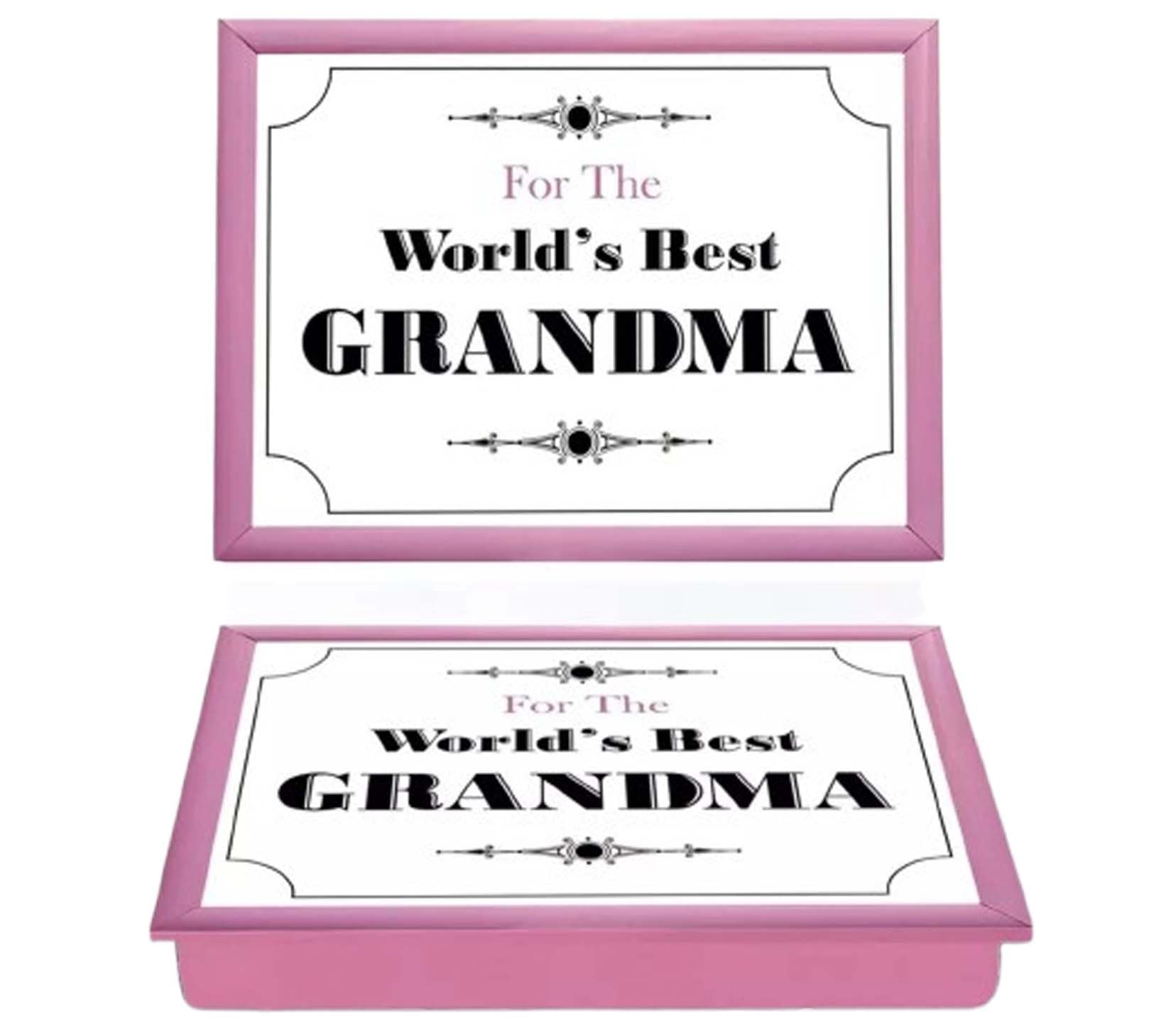 World’s Best Grandma Lap Tray With Bean Bga Cushioned, Gift, Breakfast, Dinner, Food Serving, Laptop, TV, Art, Writing, Crafting, Lightweight, Caravan, Easy Food Serve