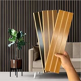 Kit 20 Placas Painel Ripado Decorativo Placa Adesiva 45x11 Revestimento de Parede em 3 cores (FREIJÓ)